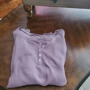Mauve Pink Ribbed Henley Shirt